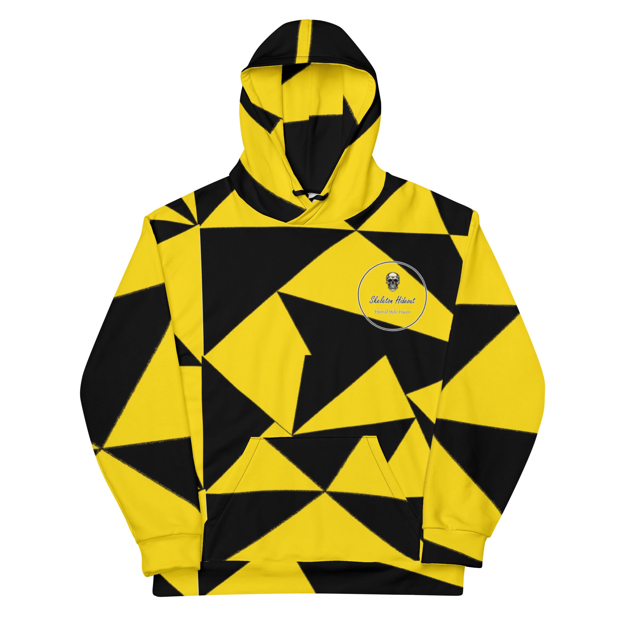 Geometric Black and Yellow Unisex Hoodie Skeleton Hideout