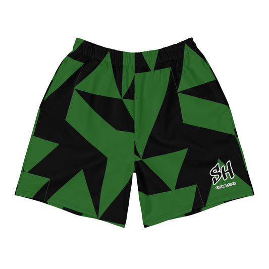 Geometric Green and Black Men's Recycled Athletic Shorts