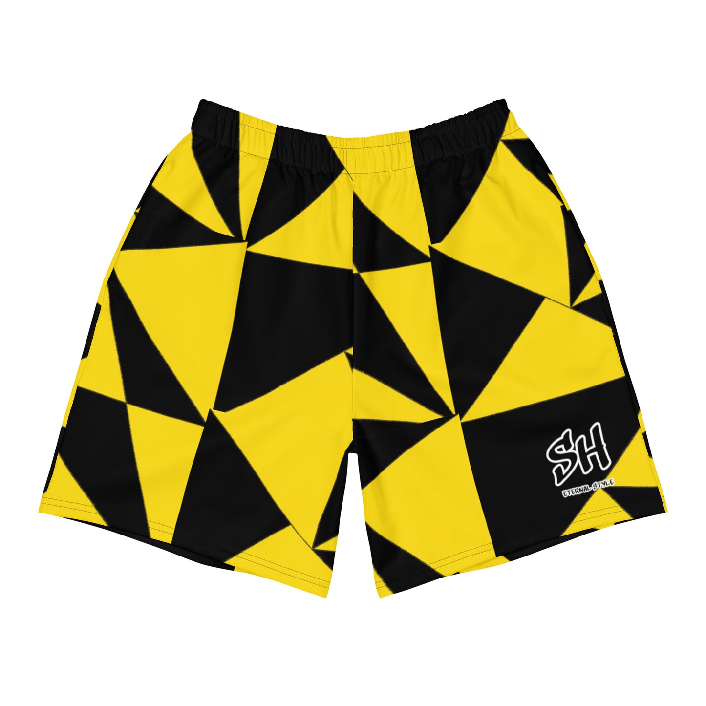 Geometric Yellow and Black Men's Recycled Athletic Shorts