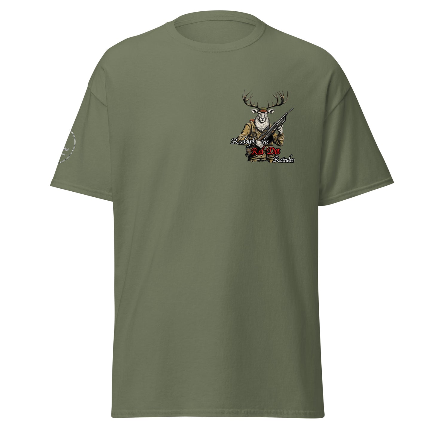 Rudolph Red Dot White Text Men's classic tee