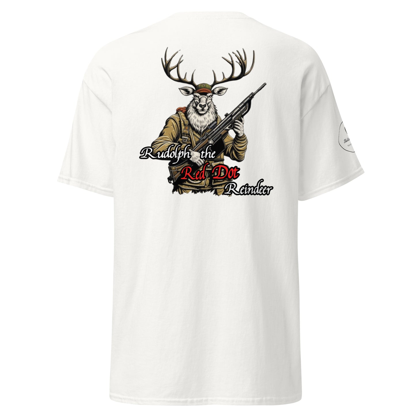 Rudolph Red Dot White Text Men's classic tee