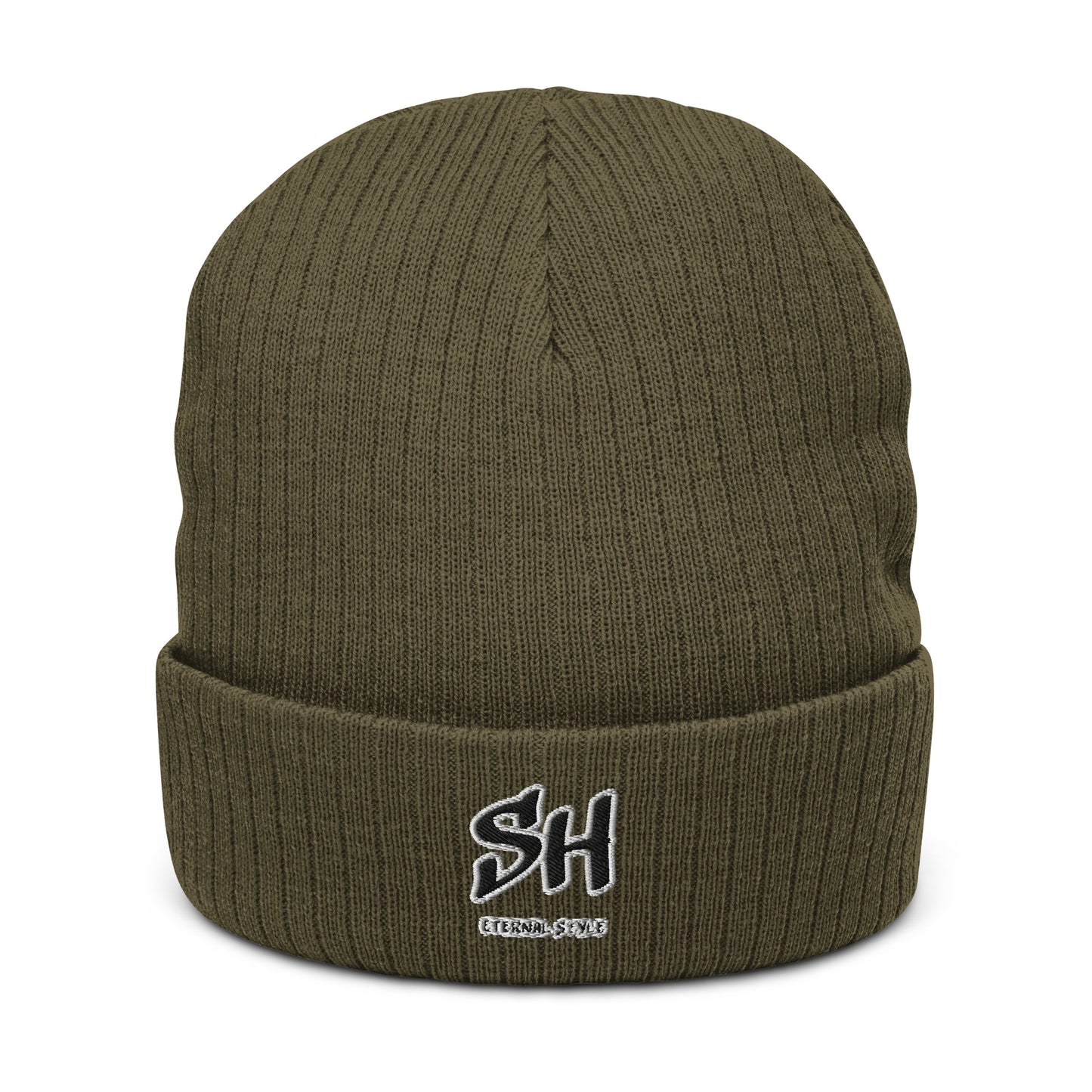 Ribbed knit logo beanie