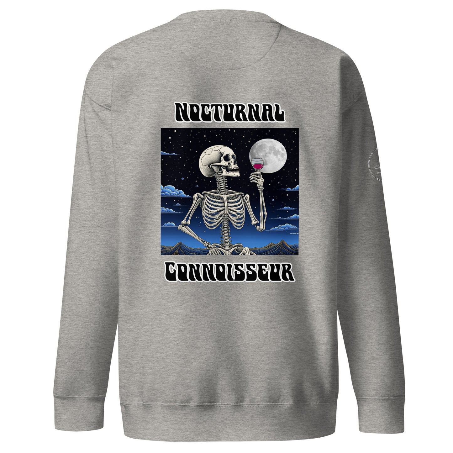 Nocturnal Skeleton holding Wine Unisex Premium Sweatshirt