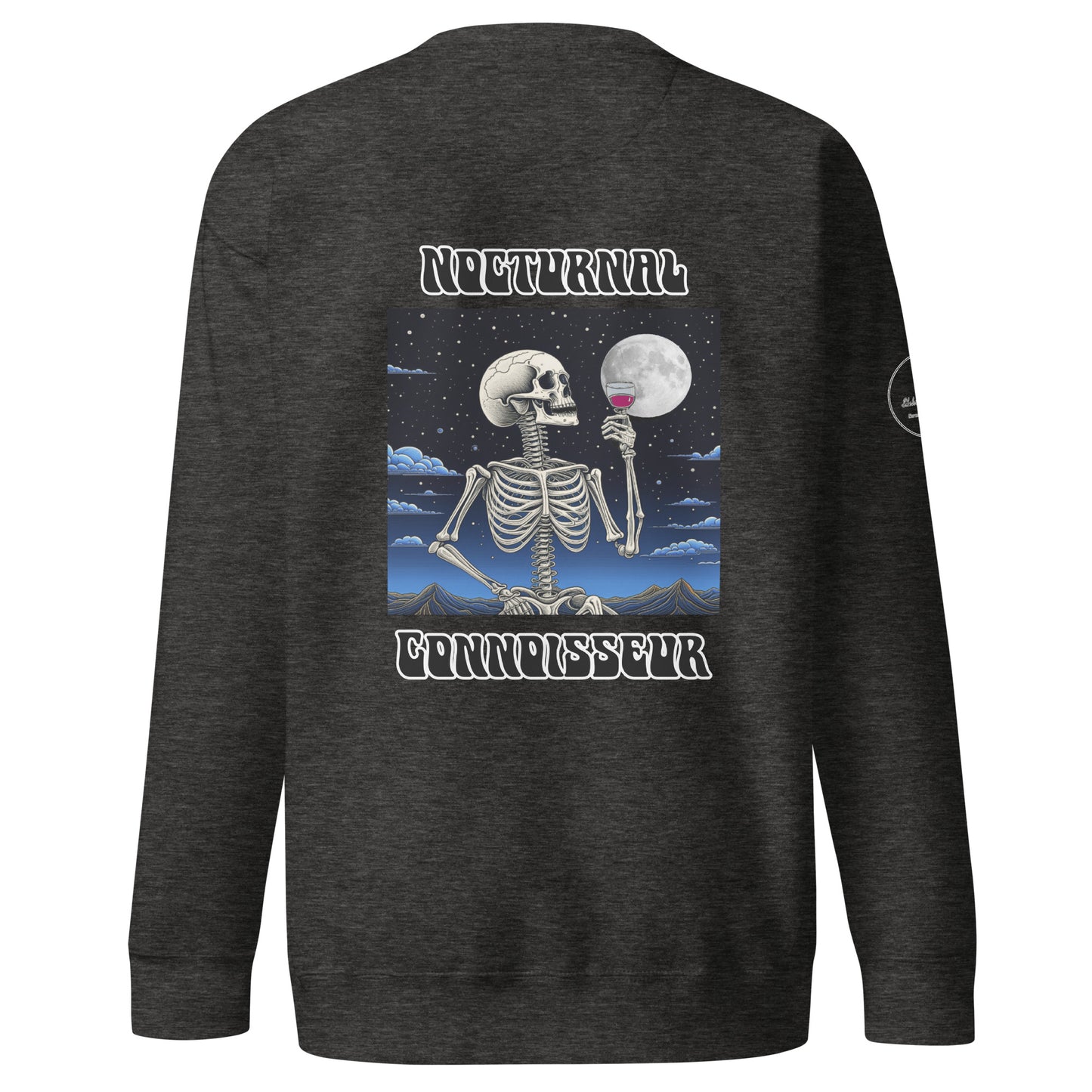 Nocturnal Skeleton holding Wine Unisex Premium Sweatshirt