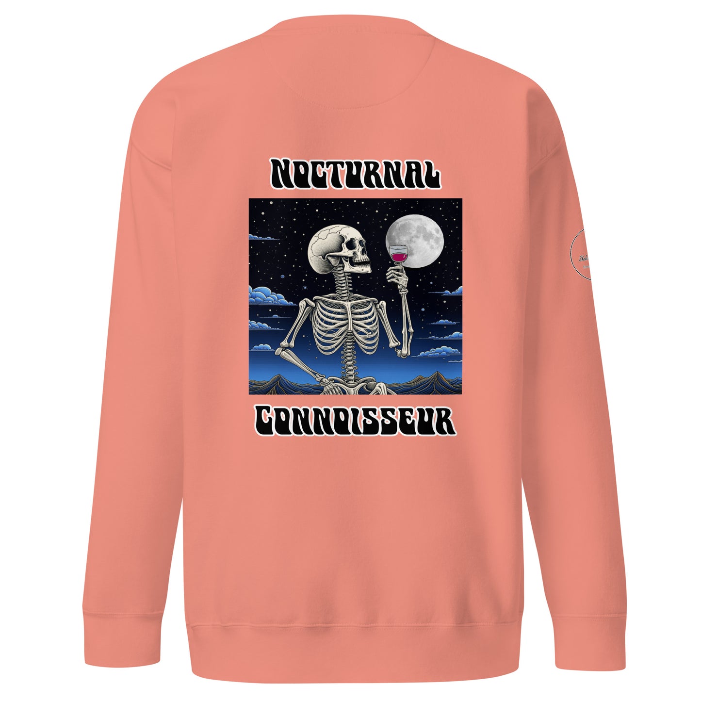 Nocturnal Skeleton holding Wine Unisex Premium Sweatshirt