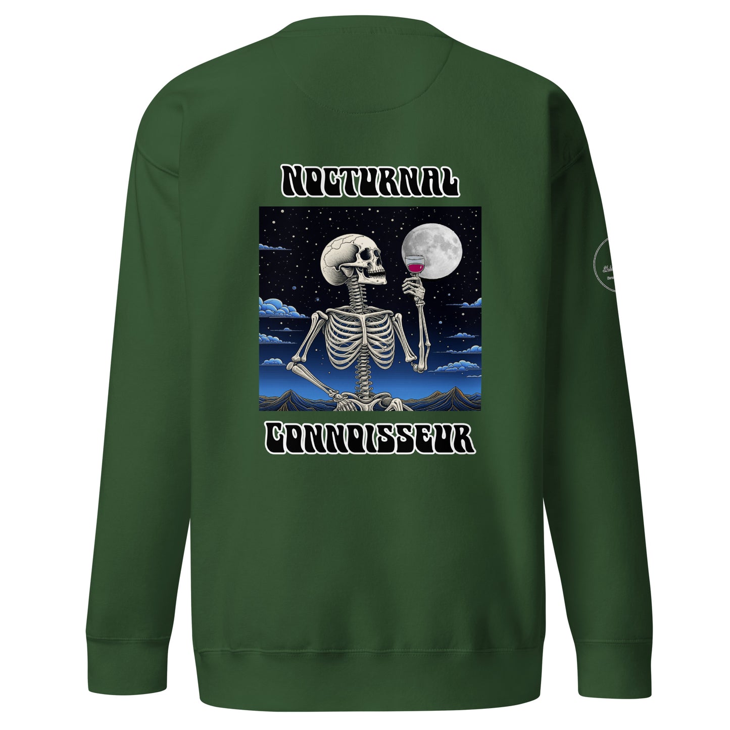 Nocturnal Skeleton holding Wine Unisex Premium Sweatshirt