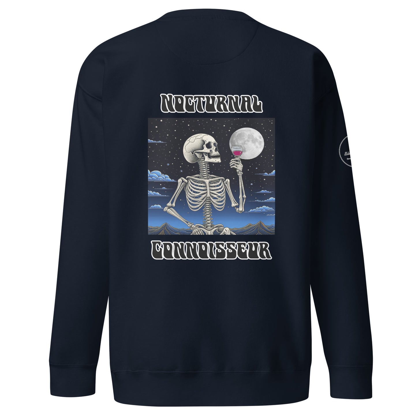 Nocturnal Skeleton holding Wine Unisex Premium Sweatshirt