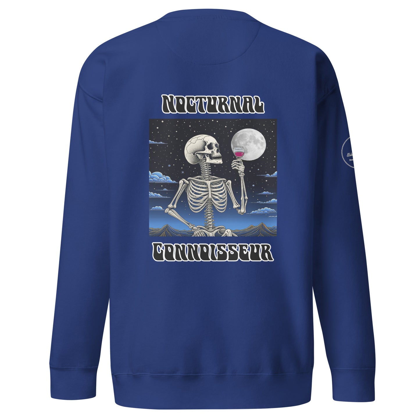 Nocturnal Skeleton holding Wine Unisex Premium Sweatshirt