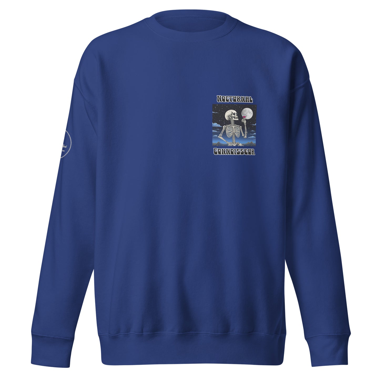 Nocturnal Skeleton holding Wine Unisex Premium Sweatshirt