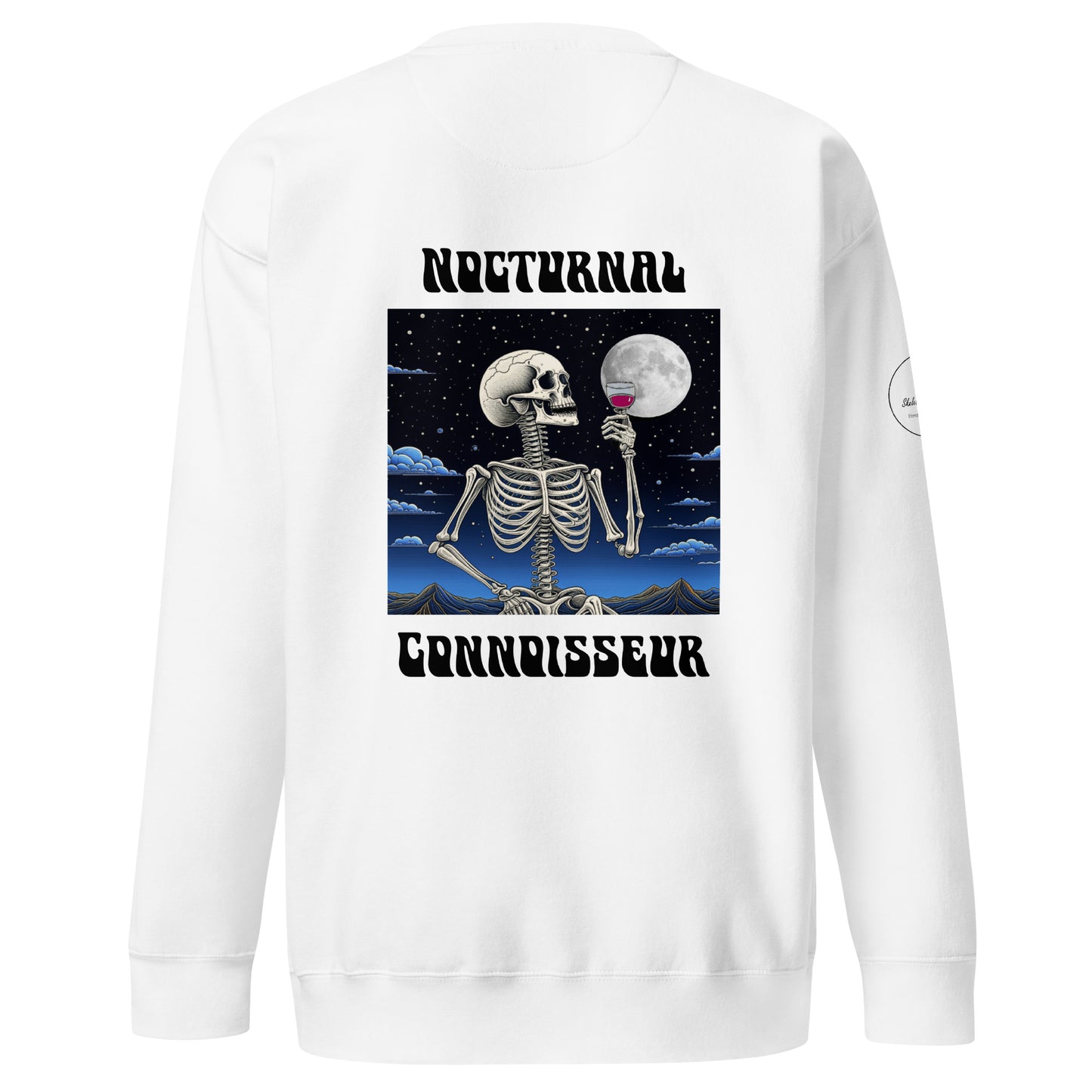 Nocturnal Skeleton holding Wine Unisex Premium Sweatshirt